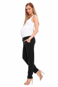 Be MaaMaa Těhotenské kalhoty s pružným, vysokým pásem - černé | Velikosti těh. moda: L/XL