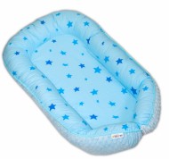Maxi oboustranné hnízdečko s minky pro miminko Baby Stars modré, sv.modré minky