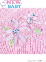 Pletený klobouček New Baby růžovo-bílý | Velikost: 104 (3-4r)