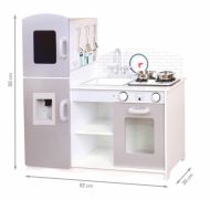 Eco Toys Dřevěná kuchyňka XXL s příslušenstvím, 86 x 92 cm x 30 cm - šedá