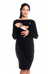 Těhotenská, kojící noční košile Blessed Mama - černá | Velikosti těh. moda: L/XL