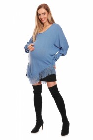 Be MaaMaa Těhotenské pončo dlouhý rukáv - modré | Velikosti těh. moda: UNI