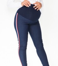 Těhotenské kalhoty/jeans s lampasem Tommy - granátové | Velikosti těh. moda: L (40)
