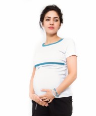 Těhotenské a kojící triko Aldona - bílá | Velikosti těh. moda: XL (42)