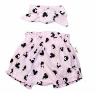 Bavlněné kraťásky s čelenkou Baby Nellys - Minnie růžové, vel. 0 - 1 rok | Velikost koj. oblečení: 0