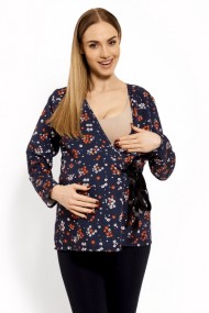 Zavinovací těhotenská, kojící halenka Printy flowers | Velikosti těh. moda: L/XL