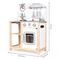 Eco Toys Dřevěná kuchyňka s příslušenstvím, 75 x 59,5 x 29,5 cm - bílá / borovice