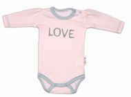 Baby Nellys Body dlouhý rukáv Love - růžové | Velikost koj. oblečení: 62 (2-3m)