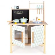 Eco Toys Dřevěná kuchyňka s příslušenstvím, 78 x 60 x 30 cm - bílá / borovice