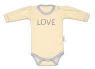 Baby Nellys Body dlouhý rukáv Love - žluté | Velikost koj. oblečení: 68 (4-6m)