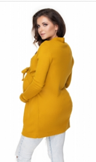 Be MaaMaa Těhotenský kardigan/svetr s páskem - hořčicový | Velikosti těh. moda: UNI