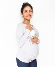 Těhotenské, kojící triko/halenka dlouhý rukáv Siena - sv. šedé 