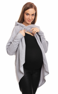 Be MaaMaa Těhotenská a kojící mikina s kapucí - šedá | Velikosti těh. moda: S/M