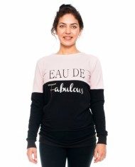 Těhotenské a kojící triko/mikina Fabulous, dlouhý rukáv, černo-růžová | Velikosti těh. moda: M (38)
