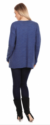 Be MaaMaa Těhotenský svetřík, kardigan s kapsami - jeans | Velikosti těh. moda: UNI