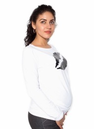 Těhotenské triko dlouhý rukáv Kiss - bílé 