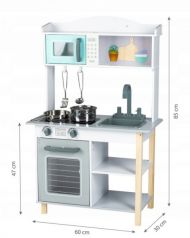 Eco Toys Dřevěná kuchyňka s příslušenstvím, 85 x 60 x 30 cm - šedá