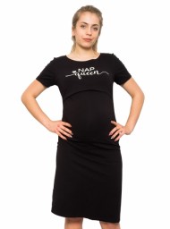 Těhotenská, kojící noční košile Queen - černá, 
