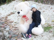Plyšový medvěd 180cm - bílý - I love you