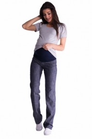Bavlněné, těhotenské kalhoty s regulovatelným pásem - tm. modré | Velikosti těh. moda: M (38)