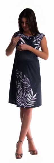 Těhotenské a kojící šaty palma - černé 