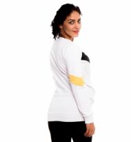 Be MaaMaa Těhotenské, kojící tričko/mikina Madie, bílá/černo-žluté pruhy | Velikosti těh. moda: XL (