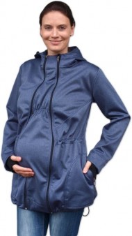 Bunda pro nosící, těhotné - softshellová (přední nošení), tm. modrý melír | Velikosti těh. moda: S/M