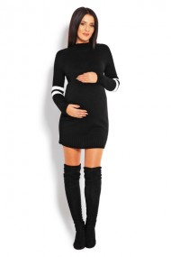 Těhotenský svetřík/tunika se stojáčkem - černá | Velikosti těh. moda: UNI