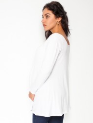 Volná těhotenská halenka/tunika dlouhý rukáv Aria - bílá | Velikosti těh. moda: XL (42)