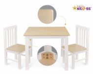 BABY NELLYS Dětský nábytek - 3 ks, stůl s židličkami - přírodní, bílá, A/01