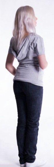 Těhotenské a kojící triko s kapucí, kr. rukáv - pomeranč | Velikosti těh. moda: S/M