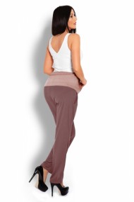 Těhotenské kalhoty/tepláky s vysokým pásem - cappuccino 