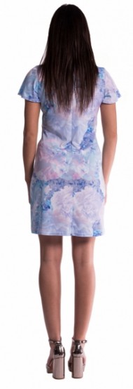 Těhotenské šaty s květinovým potiskem s mašlí - tm. modré | Velikosti těh. moda: S (36)
