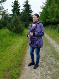 Bunda pro nosící, těhotné - softshellová (přední nošení), tm. modrý melír | Velikosti těh. moda: S/M
