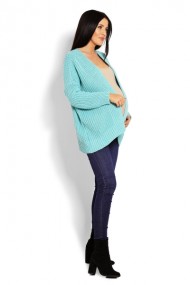 Těhotenský teploučký kardigan - mátový | Velikosti těh. moda: UNI
