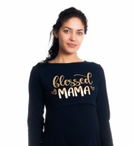 Těhotenská, kojící noční košile Blessed Mama - granátová | Velikosti těh. moda: L/XL