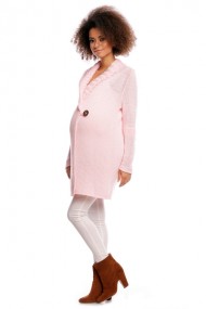 Těhotenský kardigan - sv. růžový, zapínání na knoflík | Velikosti těh. moda: UNI