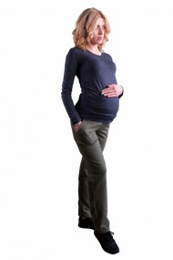 Těhotenské kalhoty s elastickým pásem a kapsami - grafit 