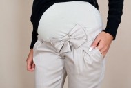 Těhotenské kalhoty s mašlí - Béžové 