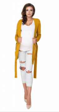 Be MaaMaa Těhotenský kardigan/svetr s páskem - hořčicový | Velikosti těh. moda: UNI