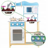Eco Toys Dřevěná kuchyňka s příslušenstvím, 85 x 60 x 30 cm - modrá