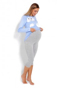 Těhotenské, kojící pyžamo 3/4 mráčky - modré | Velikosti těh. moda: L/XL