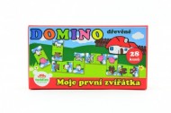 Domino Moje první zvířátka dřevo společenská hra 28ks v krabičce 17x9x3,5cm MPZ