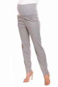 Be MaaMaa Těhotenské kalhoty s pružným, vysokým pásem - šedé | Velikosti těh. moda: L/XL
