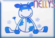 Dřevěná postýlka Nellys bílá - kravička modrá, 120x60 | Postýlky: 120x60