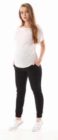 Těhotenské kalhoty/tepláky Gregx, Vigo s kapsami - černé | Velikosti těh. moda: XXL (44)