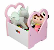 NELLYS Dřevěný box na hračky Srdíčko - růžové