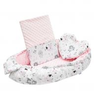 Luxusní hnízdečko s polštářkem a peřinkou New Baby z Minky růžové | Velikost: 