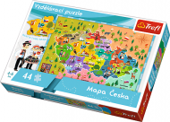 Vzdělávací puzzle mapa České republiky 44 dílků 60x40cm v krabici 33x23x6cm