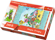 Vzdělávací puzzle mapa Evropy 200 dílků 60x40cm v krabici 33x23x6cm